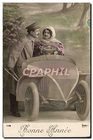 Carte Postale Ancienne Automobile Femme Soldat Militaria