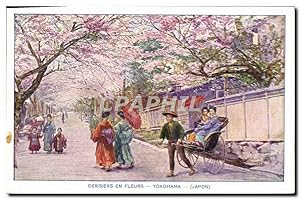 Carte Postale Ancienne Japon Nippon Yokohama Cerisiers en fleurs