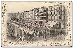Carte Postale Ancienne Alger Perspective du boulevard de la Republique Tramway
