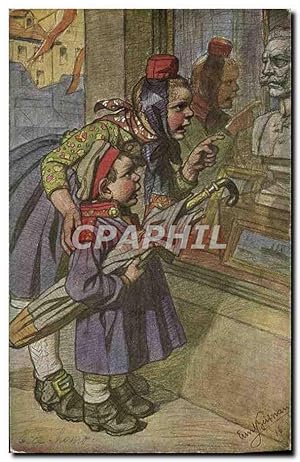 Carte Postale Ancienne Illustrateur Femme Enfant
