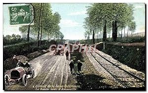 Carte Postale Ancienne Automobile Circuit de la Seine Inferieure La route pres d'Angreville