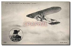 Carte Postale Ancienne Avion Aviation De Pischoff sur monoplan Voisin