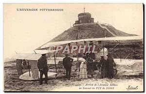 Carte Postale Ancienne Avion Aviation Auvergne Arrivee de l'aviateur Renaux au sommet du Puy de Dome
