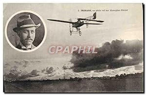 Carte Postale Ancienne Avion Aviation Morane en plein vol sur monoplan Bleriot