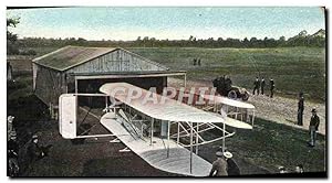 Carte Postale Ancienne Avion Aviation Aeroplane Wilbur Wright La rentrée au hangar apres un vol