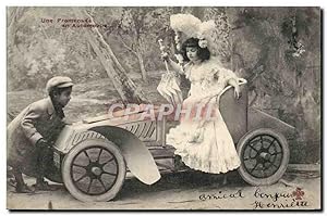 Carte Postale Ancienne Fantaisie Une promenade en Automobile Enfants