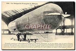 Carte Postale Ancienne Avion Aviation Zeppelin Dirigeable français de Marcay Baron Edmond de Marc...