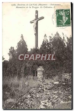 Carte Postale Ancienne Environs de Laval Entrammes Monastere de la Trappe le calvaire
