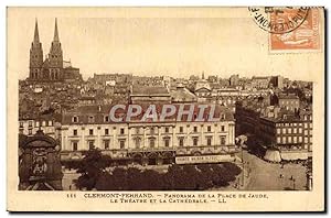 Carte Postale Ancienne Clermont Ferrand Panorama De La Place De Jaude Le théâtre et la cathédrale
