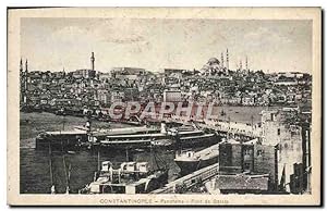 Carte Postale Ancienne Constantinople Panorama Pont de Galate Bateaux