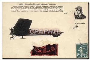 Carte Postale Ancienne Avion Aviation Monoplan Nieuport pilote par Weymann