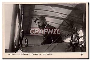 Carte Postale Ancienne Avion Aviation Farman sur son biplan
