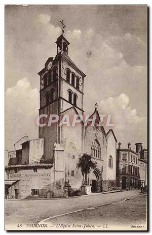 Carte Postale Ancienne Tournon L'Eglise Saint Julien