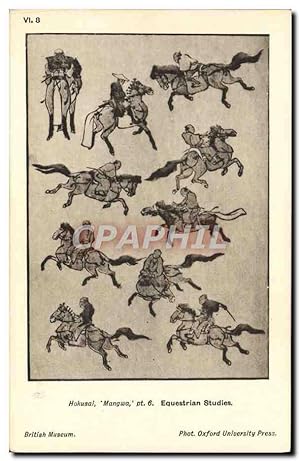 Carte Postale Ancienne Japon Nippon Hokusai Mangwa Equestrian studies Cheval Equitation British M...