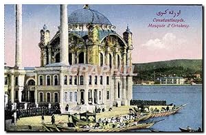 Carte Postale Ancienne Constantinople Mosquee d'Ortakeuy Bateaux