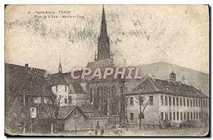 Carte Postale Ancienne Thann Place de la Fête Mairie et Cure