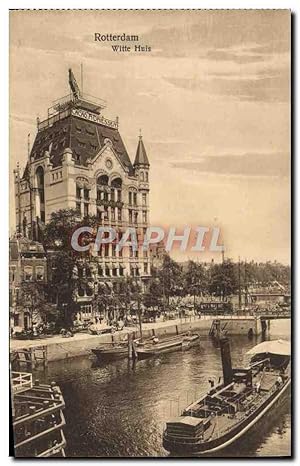 Carte Postale Ancienne Rotterdam Witte Huis Bateau Peniche