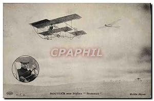 Carte Postale Ancienne Avion Aviation Bouvier sur biplan Sommer