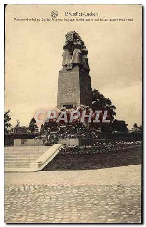 Carte Postale Ancienne Bruxelles Laeken Monument erige au soldat inconny français Militaria