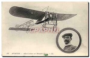 Carte Postale Ancienne Avion Aviation Alfred Leblanc sur monoplan Bleriot
