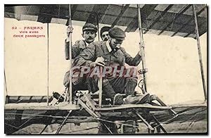 Carte Postale Ancienne Avion Aviation Farman vole avec deux passagers