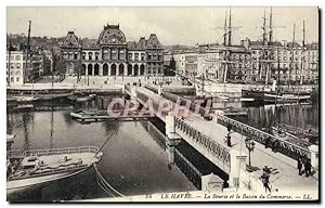 Carte Postale Ancienne Le Havre La Bourse et le Bassin de Commerce Bateaux