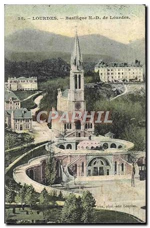 Bild des Verkufers fr Carte Postale Ancienne Lourdes Basilique Notre Dame zum Verkauf von CPAPHIL