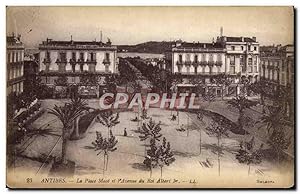 Carte Postale Ancienne Antibes La Place Mace Et I'Avenue du roi Albert 1er