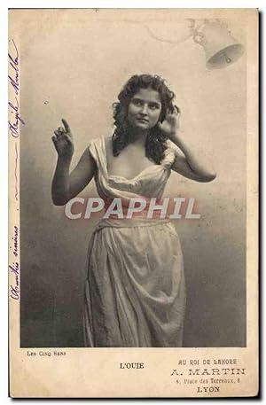 Bild des Verkufers fr Carte Postale Ancienne Fantaisie Femme L'ouie Les cinq sens zum Verkauf von CPAPHIL