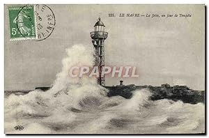 Carte Postale Ancienne Le Havre La Jetée Un Jour de tempête