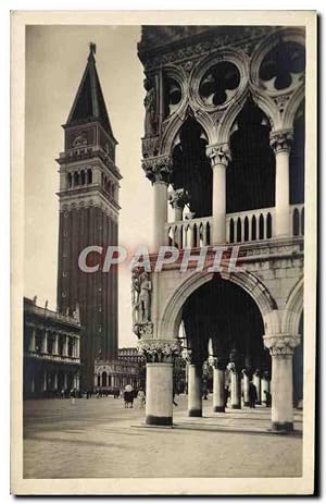 Carte Postale Ancienne Venezia Campanîle di Marco e angolo del palazzo Ducale