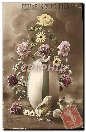 Image du vendeur pour Carte Postale Ancienne Heureuses Pques Poussins mis en vente par CPAPHIL