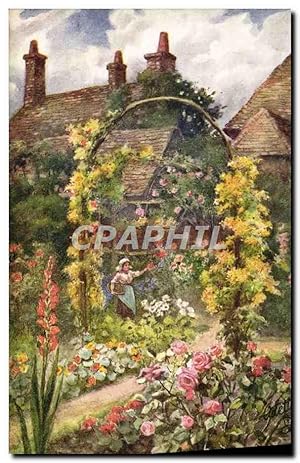 Bild des Verkufers fr Carte Postale Ancienne Fantaisie Fleurs Femme au jardin zum Verkauf von CPAPHIL