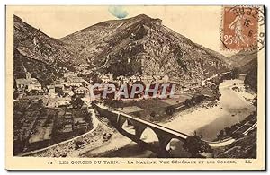 Carte Postale Ancienne Les Gorges Du Tarn La Malene vue générale et Les Gorges