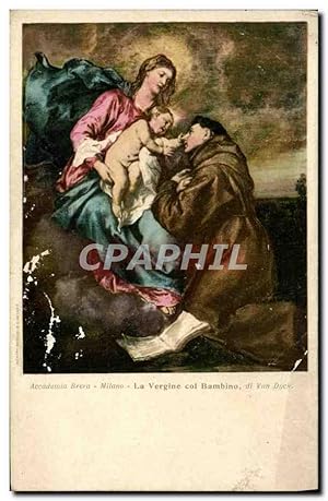 Bild des Verkufers fr Carte Postale Ancienne Accademia Brera Milano La Vergine col Bambinon di Van Dyck zum Verkauf von CPAPHIL