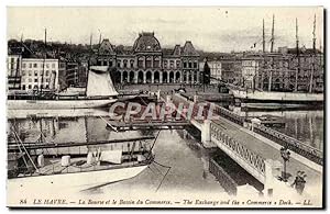 Carte Postale Ancienne Le Havre La Bourse et le Bassin du Commerce Bateaux