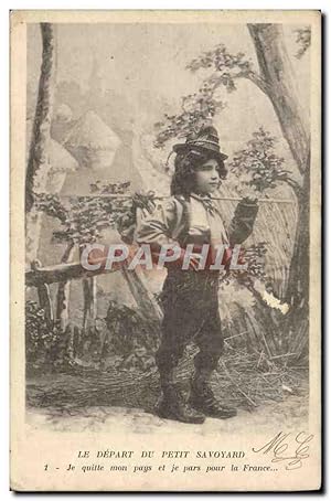 Carte Postale Ancienne Fantaisie Enfant Le depart du petit savoyard