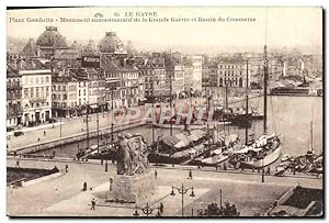 Carte Postale Ancienne Le Havre Place Cambetta Monument Commemoratif de la grande guerre et bassi...
