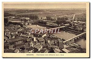 Carte Postale Ancienne Beziers Panorama Des Ponts Sur L'Orb