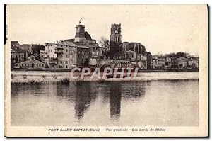 Carte Postale Ancienne Pont Saint Esprit vue générale Les Bords Du Rhone