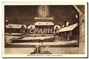 Carte Postale Ancienne Pontmain Intérieur de la Grange