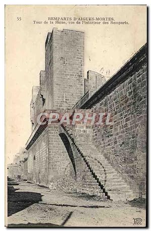 Bild des Verkufers fr Carte Postale Ancienne Remparts D'Aigues Mortes Tour de la reine vue de l'intrieur des remparts zum Verkauf von CPAPHIL