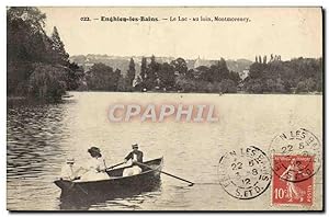Carte Postale Ancienne Enghien les Bains Le Lac au Loin Montmorency Bateau