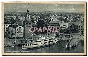 Carte Postale Ancienne Lindau Hafenpartie Bateau