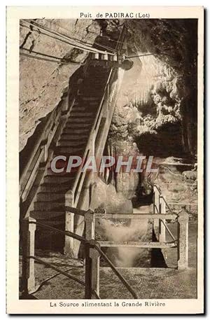 Carte Postale Ancienne Puits de Padirac La source alimentant la grande rivière