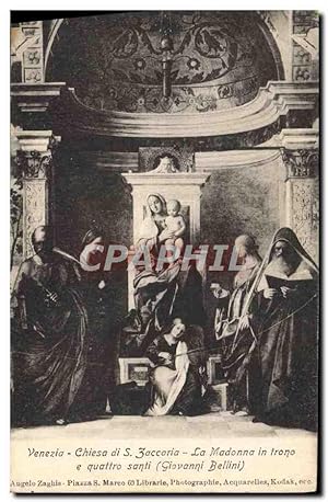Carte Postale Ancienne Venezia Chiesa di Zaccaria La Madonna in Trono e quattro Giovanni Bellini