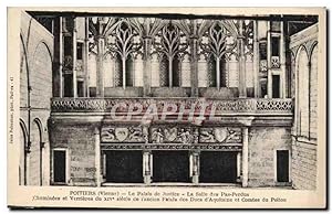 Carte Postale Ancienne Poitiers Le Palais de Justice La Salle des Pas Perdus Cheminee et verrieres