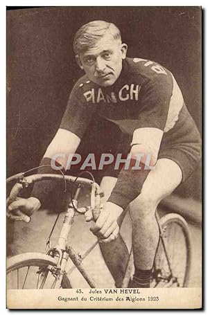 Carte Postale Ancienne Velo Cycle Cyclisme Jules Van Hevel Gagnant du criterium des Aiglons 1923