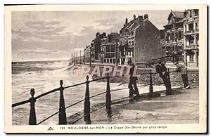 Carte Postale Ancienne Boulogne sur Mer La Digue Ste Beuve Par Gros lemps