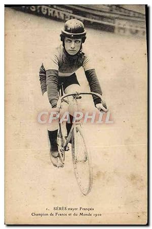Carte Postale Ancienne Velo Cycle Cyclisme Seres Stayer français Champion de France et du Monde 1920